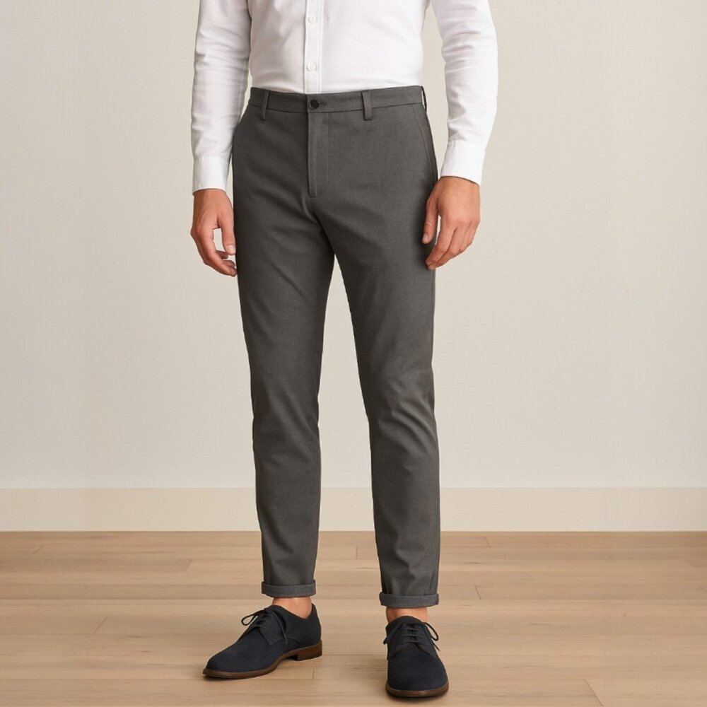 Ted Baker London Volvek Slim Fit Chino Pants Gray 38R Contrast Cuff Ankle